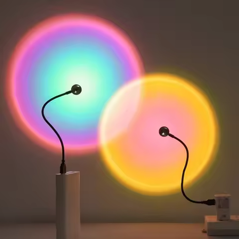USB Sunset Projection Lamp Rainbow Atmosphere Night Light Sunset Light for Photography Selfie Coffee