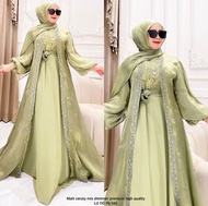 COD-SATU SET GAMIS PLUS FHASMINA MODEL CARDIGAN MISAH-GAMIS ROMPI MISAH TERBARU BAHAN CERUTY MIX BRO