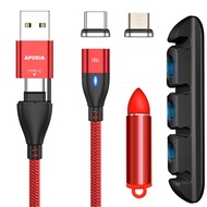 Aporia - 100W 6 in 1 Magnetic Charging Cable USB A & Type C Including Type C Micro Tips | Fast Charg
