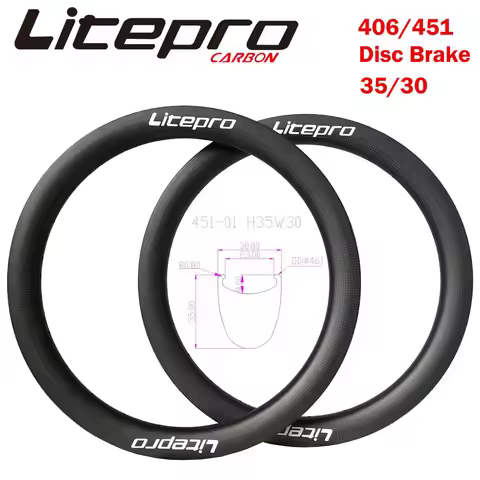 Litepro Carbon Rims 20inch 406 451 for Minivelo Folding Brompton Bike BMX Recumbent 20H 21H 24H 20" 
