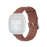全城熱賣 - 適用於 Fitbit Versa 3 / Fitbit Sense 圓尾皮革錶帶, 尺寸: 均碼（棕色）
