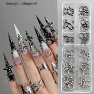 Twsg 20/30/60PCS Alloy Retro Circle Nails Art Charms 3D Punk Style Black White Nail Parts Nail Decor