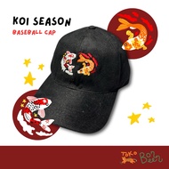 [Bulen Store] Koi Season Baseball Cap Illustrated Cap Koi Fish Illustration
