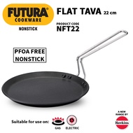 Hawkins Futura 22 cm Flat Tava, Non Stick Tawa with Stainless Steel Handle, Tawa with Rim, Pancake P