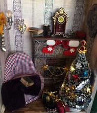 歐式聖誕, 壁爐房間, 扶手椅房間, 小夜燈, 展示盒, 書本角落