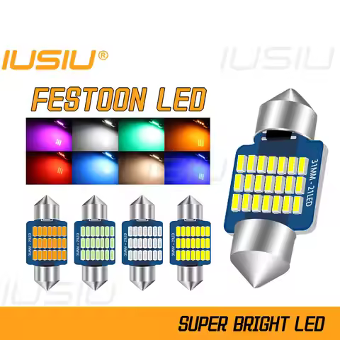 IUSIU 2PCS 12V 24V 31 mm C5W 31mm Led Bulb Festoon C10W Reading Dome Door Interior Lamp Red Pink War