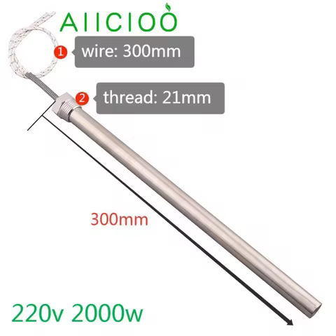 Cartridge Tubular Heater 220v DN15 Cylindrical Immersion Solar Water Heating Element 1/2" Thread 200