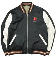 เสื้อแจ็คเก็ต COACH มือสอง รุ่น Signature Souvenir ปักลายสตรอว์เบอร์รี ไซส์ CG460 เล็ก สีดำ/ขาว เสื้
