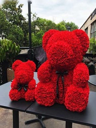 2入組【泰迪熊+串燈(不含電池)】可愛的玫瑰泰迪熊帶有led串燈,女士禮物,人工花泰迪熊情人節禮物,適用於女友,妻子,朋友,女兒, 母親節泰迪熊玫瑰花送給媽媽,父親節禮物