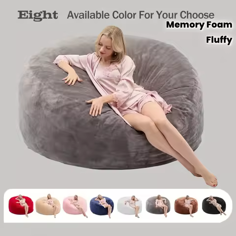 Round Soft And Fluffy Bean Bag Chairs Available in 3Ft And 4Ft Sizes for Adults, Featuring Memory Fo