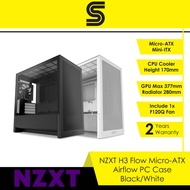 NZXT H3 Flow Micro-ATX Airflow PC Case - Black/White