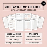 [PDF] 200+ Canva Template Bundle 2026 Planner Journal Tracker Digital Download.