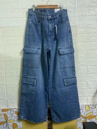 Woman’s cargo Zara กางเกงคาร์โก้เอวสูง สีบลูยีนส์