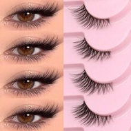 9 Pairs Half-Strip Transparent Band Cat Eye False Eyelashes, Short Soft 3D Mink Lashes For Natural M