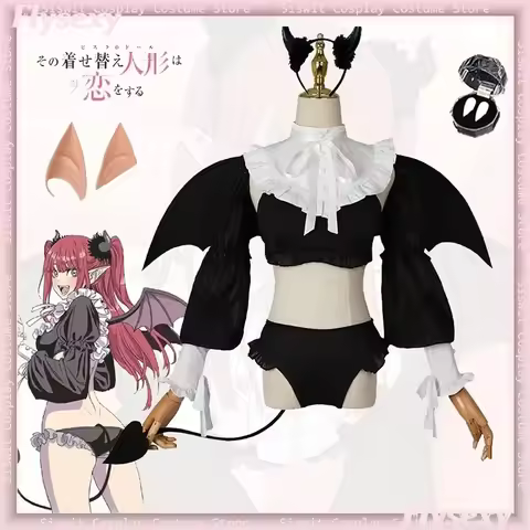 Anime Rizu Kyun Kitagawa Marin Costumes Cosplay False Teeth Fairy Ears Wings Wig Prop Accessories Un