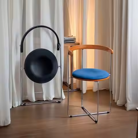 Vintage Portable Folding Wooden Dining Chair Stool Backrest Compact Small Space Cafe Bistro Kitchen 