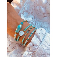 XUYU 4PCS Bohemian Tropical Ocean Shell Small Fish Decorations Handmade Blue Beads Bracelet Women's 