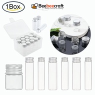 BeeBeecraft 1box 5-25ml Vials Tiny Glass Bottles Clear Empty Jars with Aluminum Top Screw Lids Small Mini Message Sample Bottle for Wedding Favors Decorations Liquid Hold Storage