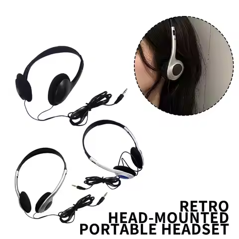On-Ear Wired Stereo Headphone, Retro 90S Headphones Single 3.5mm Plug, Lightweight For Laptops, Tabl