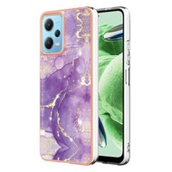 全城熱賣 - IMD電鍍大理石邊框B款TPU手機殼適用於Xiaomi Redmi Note 12 5G 國外版/Note 12 5G 國內版/Poco X5 5G（紫色002）