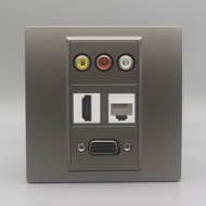 Dark Gray Type 86 VGA HD Network Audio Video Socket Multimedia HDMI Display RCA Network Cable Port P