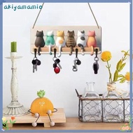 AKIYAMAMIO Cat Key Hook, Metal Wood Cats Key Organizer, Cute Cartoon Cat Silhouette Key Hook Home Wa