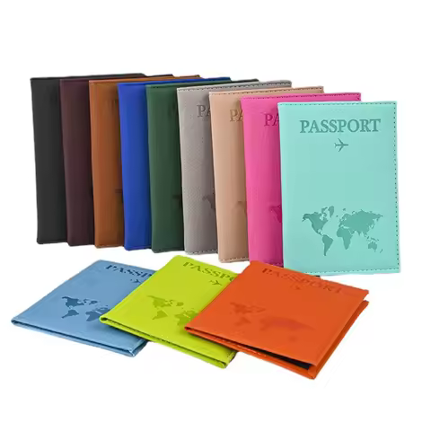 2024 New Frosted Map Pattern Passport Covers Color Change PU Passport Holder Flight Ticket Clip ID C