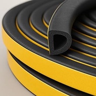 Frienda 50 Feet Rubber Weather Stripping Door Seal D Shape Strip Self Adhesive Backing Seals Large G