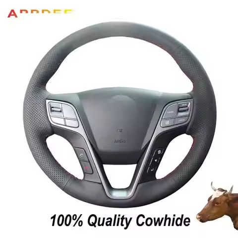 APPDEE Black Genuine Leather Car Steering Wheel Cover for Honda City 2007-2008 Fit 2007-2008 Jazz 20