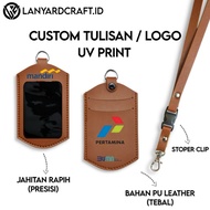 ID CARD HOLDER LEATHER NAME UV PRINTTAG CUSTOM COMPANY NAME LOGO - K4