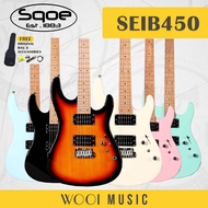 SQOE SEIB450 Ibanez Style HH 24-Fret Electric Guitar with Roasted Maple Neck - Sunburst/Black/Blue/P