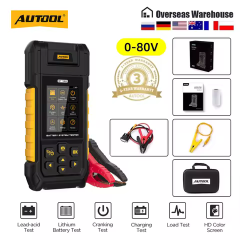 AUTOOL BT960 0-80V Car Moto Battery Tester Lithium Battery Test Lead Acid Battery Analyzer With Prin