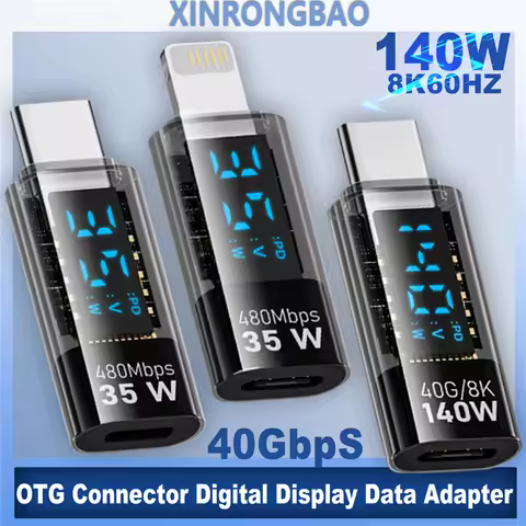 PD 140W USB C Adapter Type C to USB C OTG Connector Digital Display Data Adapter 40G 35W For Android
