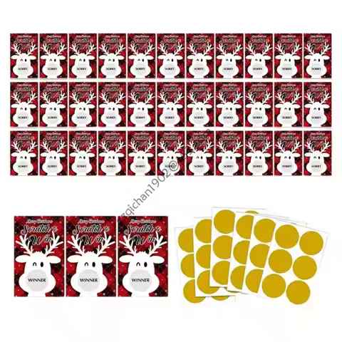 X7AB 36Pcs Handmade Scratch Off Gift Card Christmas Scratch Off Gift Coupon Tickets for Christmas Bi