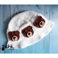 NCT Haechan Bear Knit Bucket Hat | Bear Knitted Hat | Bear Crochet Bucket Hat | Crochet Hat
