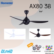 ALPHA AlphaFan - AX80 3B 56 Inch DC Motor Ceiling Fan with 3 Blades (8 Speed Remote)