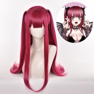 PHANT Cute High quality Sweet Synthetic Changing Dolls Fall In Love Adult Seamless Hair Accessories Role Play Lolita Double Ponytail Wig Little Devil Cos Wig Long Straight Wine Red Wig Hito Kawashima Cosplay Wigs