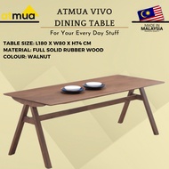 Atmua Furniture Vivo Dining Table - 6 Feet 8 Seater Table Full Solid Rubber Wood Modern Dining Table