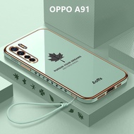 Casing OPPO A91 Case Maple Leaves Plating Cover Soft TPU Phone Case OPPO A91