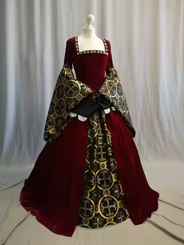 Historical Anne Boleyn Ball Gown Dress Vintage Tudor Period Queen Elizabeth Dress Princess Dresses B