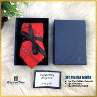 SET TIE PELIKAT MERAH, Gift for men, Tie Gift Set, Set Hadiah Tali Leher, Red Tie, Pelikat Tie, neck
