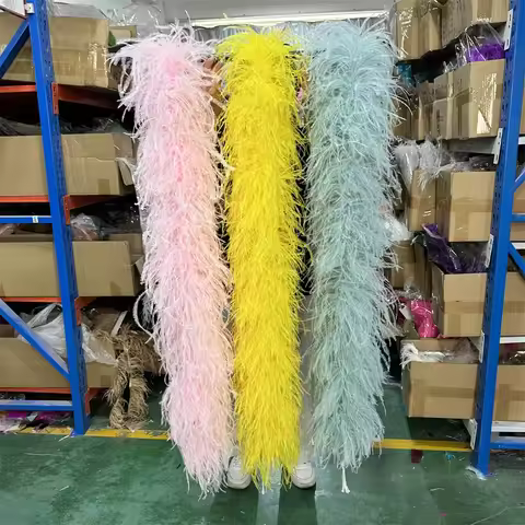 4 to 20PLY Yellow Ostrich Feather Boa Carnival,Banquets, Parties,Fluffy Shawl Scarfs one piece 2M Pi