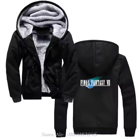 Mens Game Final Fantasy VII FF7 Hoodie Cotton Hoody 3 Styles Funny Print Jacket Zip Up Hoodies Loose