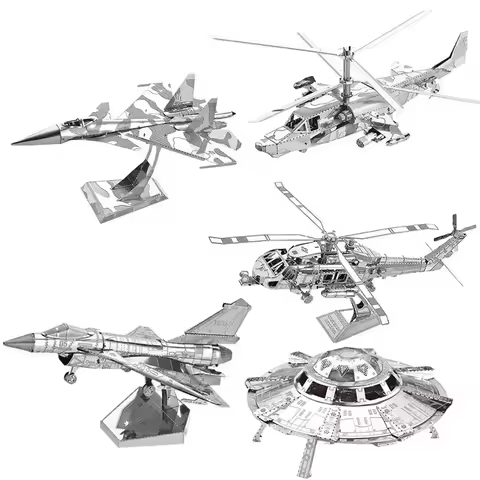 3D Metal Puzzles Military J-20 J-10B SU-34 KA-50 Fighter UFO RAH-66 Helicopter DIY Handmade Assemble