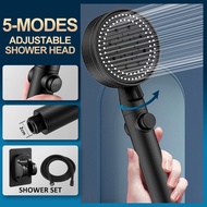 Shower Head Water Saving Black 5 Mode Adjustable High Pressure Shower One-Key Stop Water Massage Eco