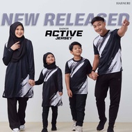 Baju Muslimah Plus Size Hasnuri Active Wear Sedondon Family Set Jersey Muslimah Labuh Tshirt Family 
