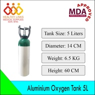 Aluminium Oxygen Tank 5L + Regulator + Nasal Oxygen Cannula