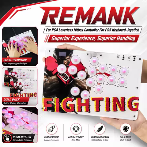 REMANK Hitbox Controller Arcade Fight Stick Leverless Hitbox Controller For PS4 PS5 PC Game Fighting