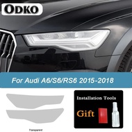 yolandd 2 Pcs ไฟหน้ารถป้องกันฟิล์มรมควันสีดำไวนิลโปร่งใส Tpu สติกเกอร์สำหรับ Audi A6 C7 4g S6 Rs6 20