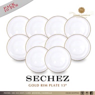 Dining Vaisselle - Sechez Charger จานเสิร์ฟแก้ว ขอบมุกสีทอง ขนาด 8 นิ้ว 10 นิ้ว และ 13 นิ้ว (แพ็ค 4 